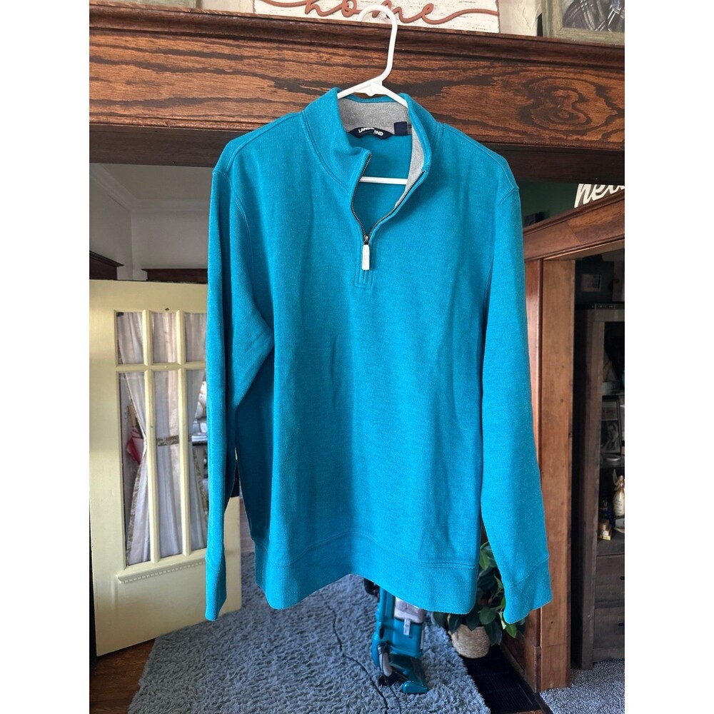 Lands' End Men's Blue 1/4 Zip Pullover Sweater, Size Large, NWOT